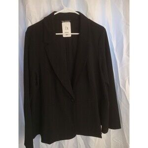 Nina Leonard Single Button Peplum Blazer, Black, 1X